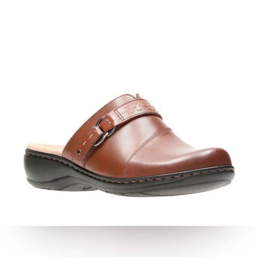 Clarks Leisa Sadie Dark Tan Leather Mule, Size 8